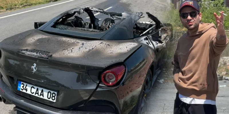 Cayır cayır yanan 20 milyonluk Ferrari, Serdar Adalı'nın oğlunun çıktı