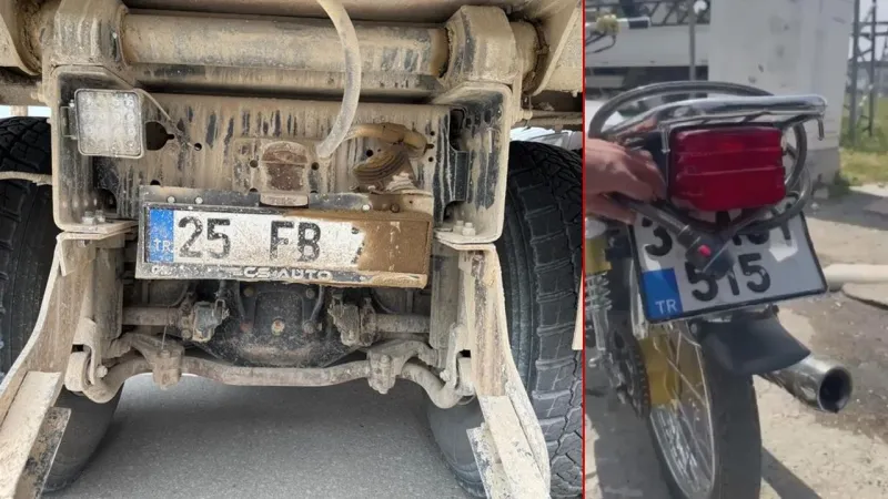 Hatay’da plakasını gizleyen sürücülere ceza! Birbirinden ilginç bahaneler söylediler...
