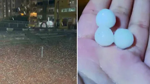 Şemdinli'de güneşli havanın ardından misket büyüklüğünden dolu yağdı